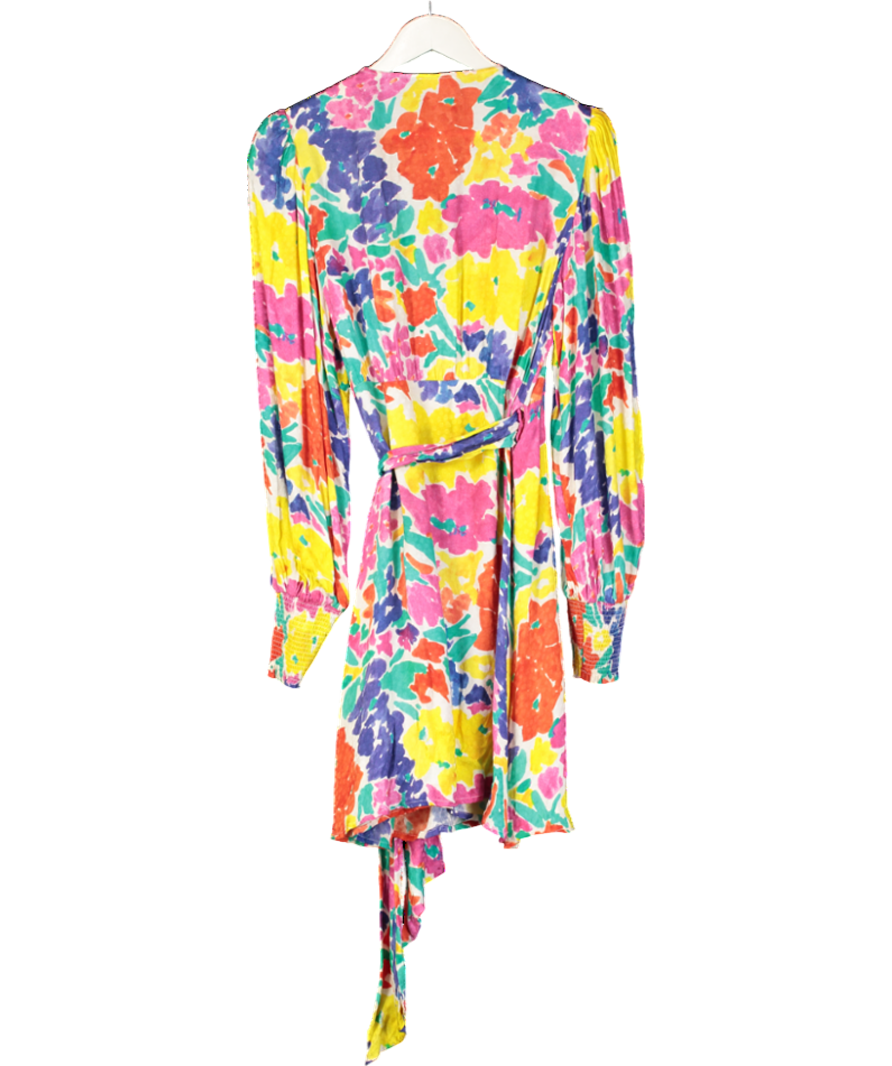 Kitri Multicoloured Lise Printed Jacquard Mini Wrap Dress UK 14