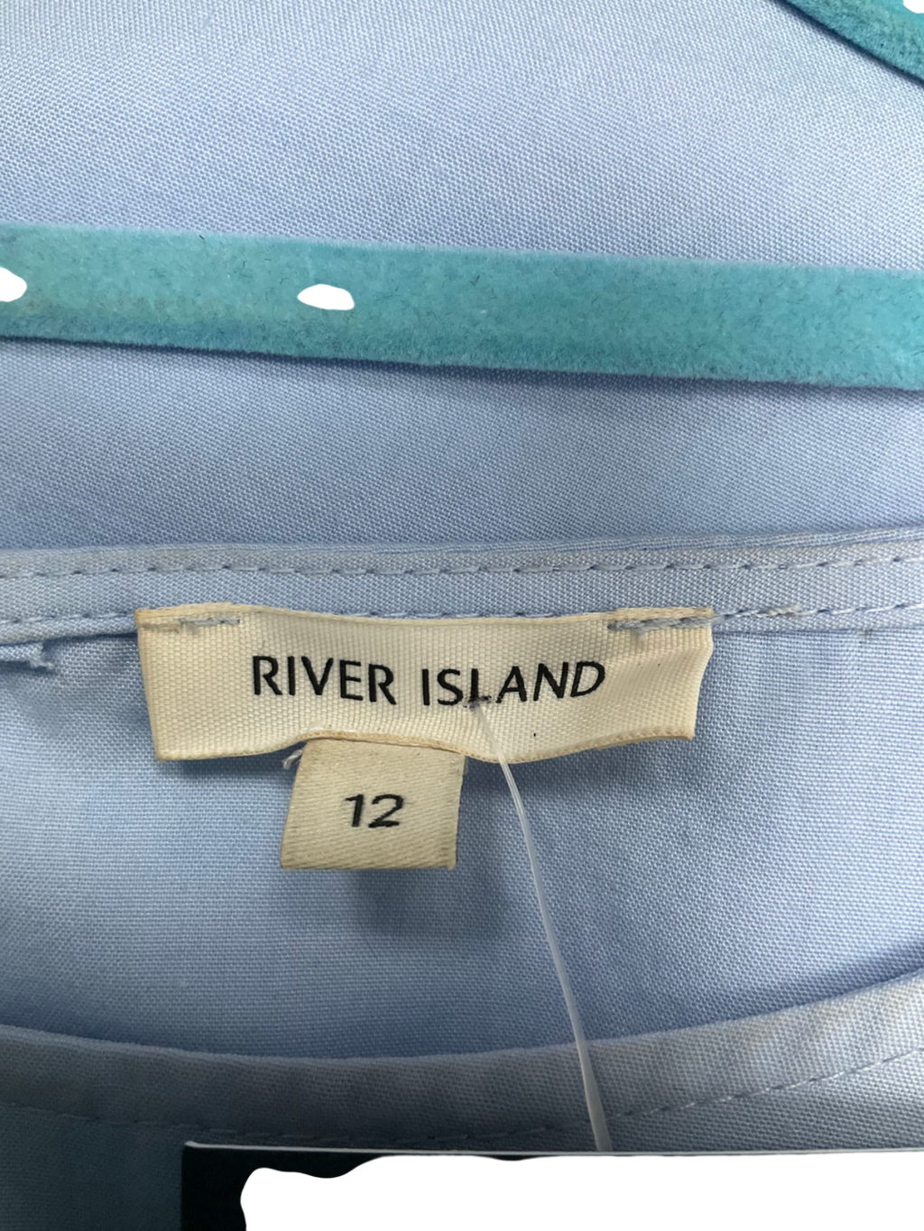 River Island Blue Long Sleeve Frill Top UK 12