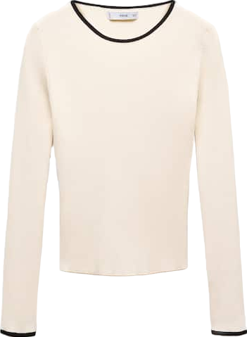 MANGO Cream Contrast Trim Sweater BNWT UK M
