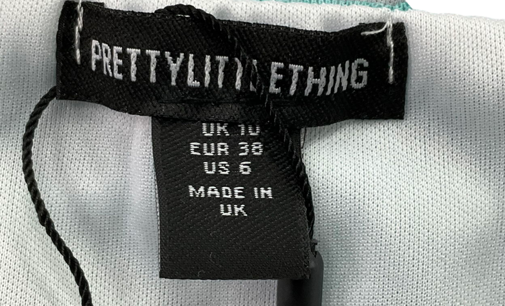 PrettyLittleThing Tall Blue Mesh Print High Rise Body Suit UK 10