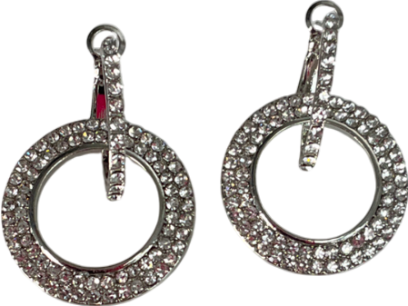 Metallic Double Hoop Crystal Earrings One Size