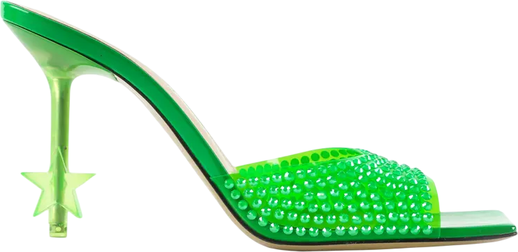 MACH & MACH Green Star Crystal-embellished Pvc Mules UK 2 EU 35
