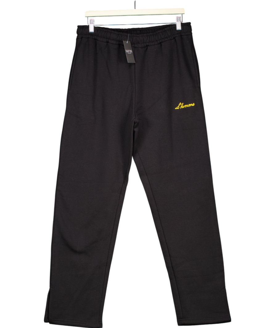 boohooMan Black L’homme Split Hem Jogger UK L