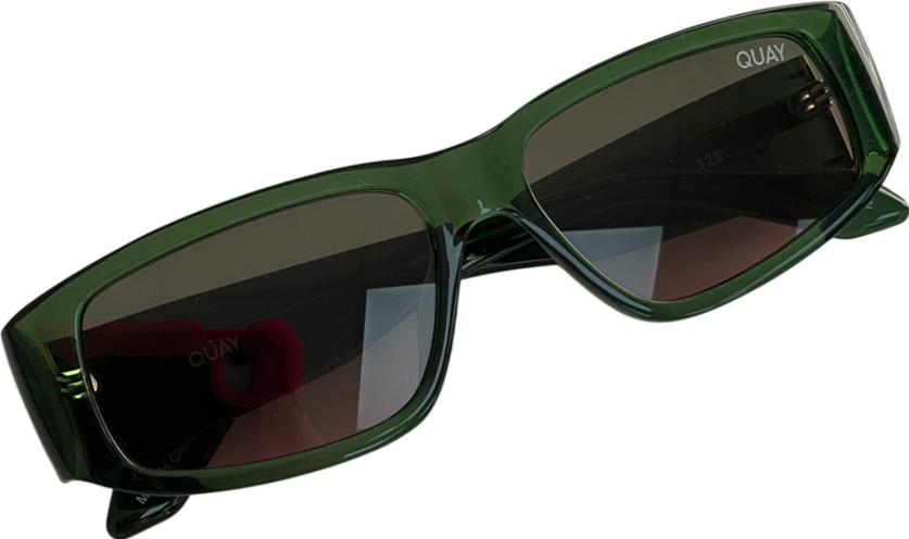 QUAY Deep Green Frame / Brown Lens Sunglasses in case