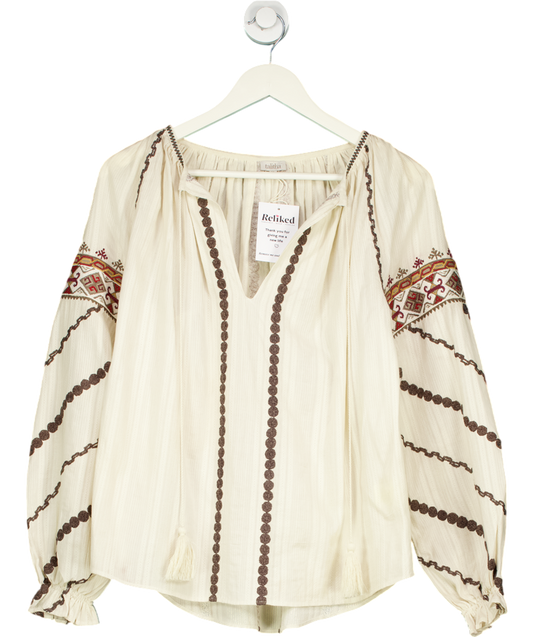 Talitha Cream Eloise Embroidered Blouse UK M