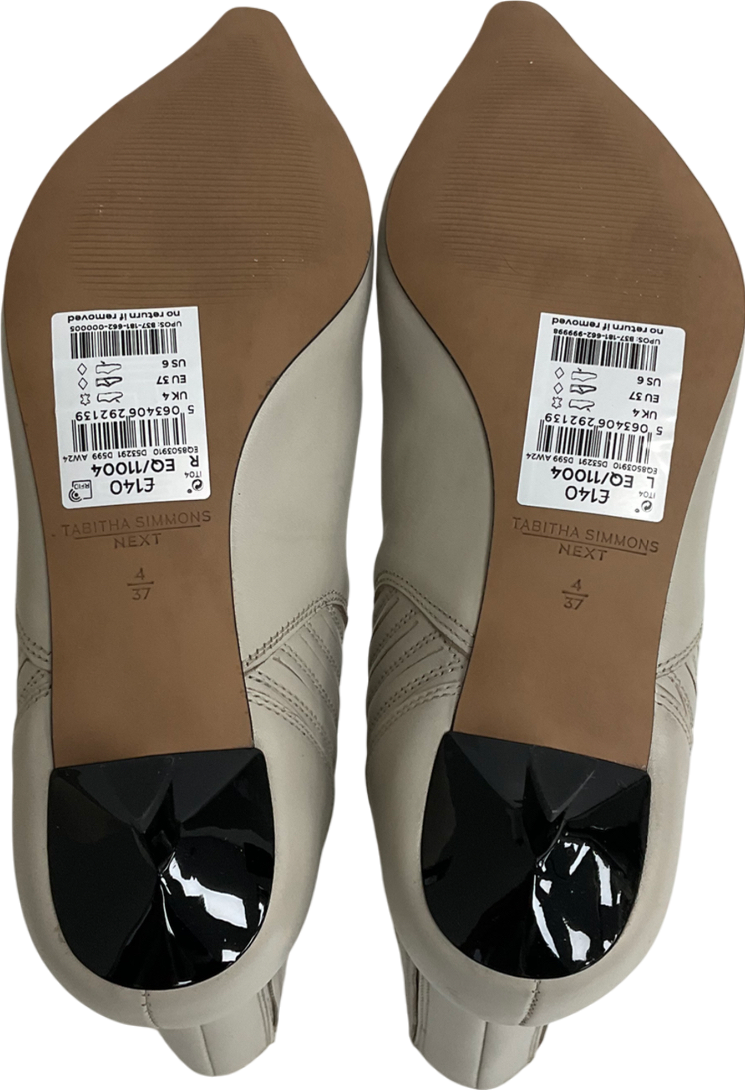 Next Cream Neutral Tabitha Simmons Kitten Heel Elvina Leather Ankle Boots UK 4 EU 37 👠