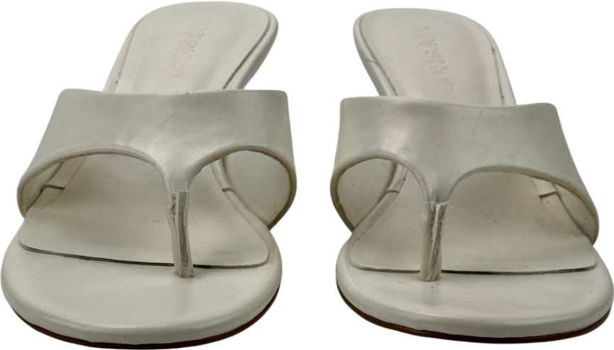 TOPSHOP Isabella Mid Heel Toe Thong Mule In White UK 4 EU 37 👠