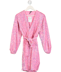 Pieces Pink Sequin Belted Wrap Mini Dress UK XS