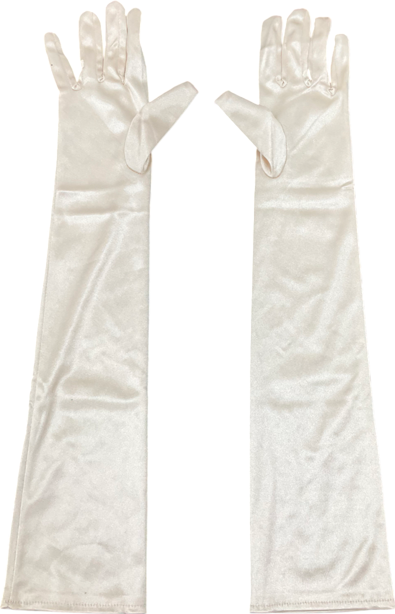 Nude Long Satin Opera Gloves One Size