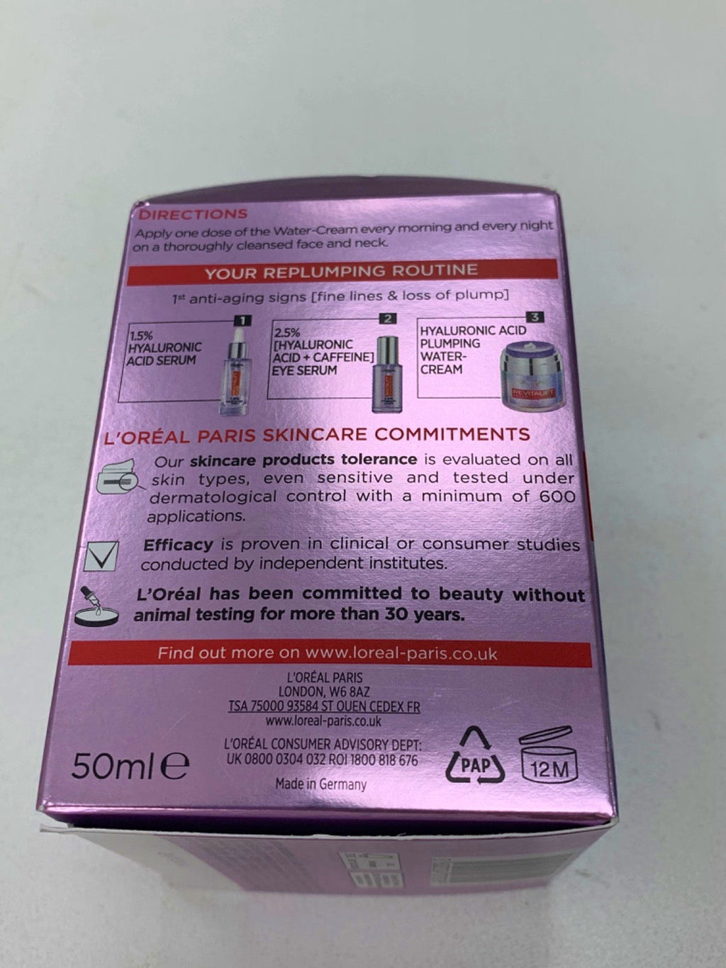 L'Oréal Revitalift Filler Plumping Water-Cream Hyaluronic Acid 50ml