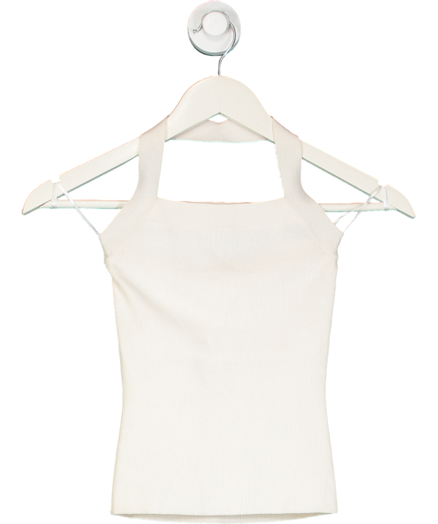 H&M White Neck Detail Knit Top UK 6