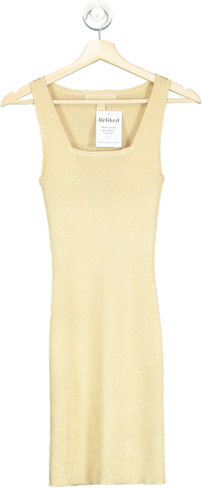 Michael Kors Gold Sleeveless Ribbed Dress UK XS