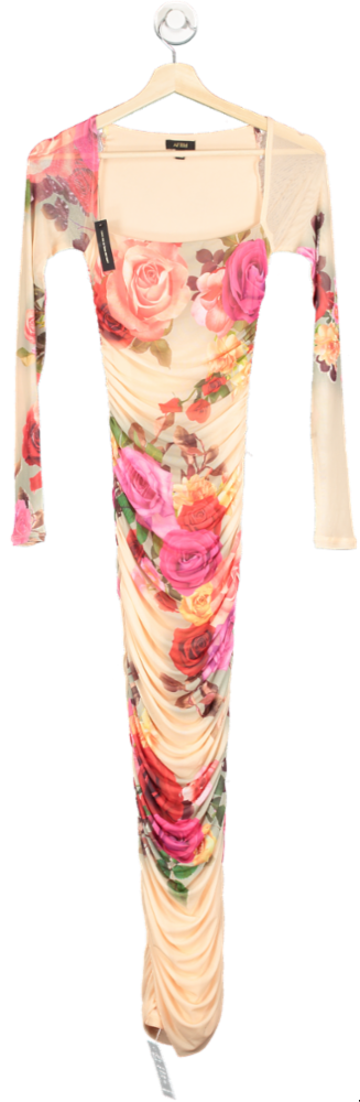 AFRM Multi-colour square neck ruched Floral Maxi Dress XS
