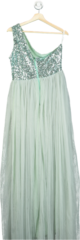 Mint Green Sequin One-Shoulder Gown UK L