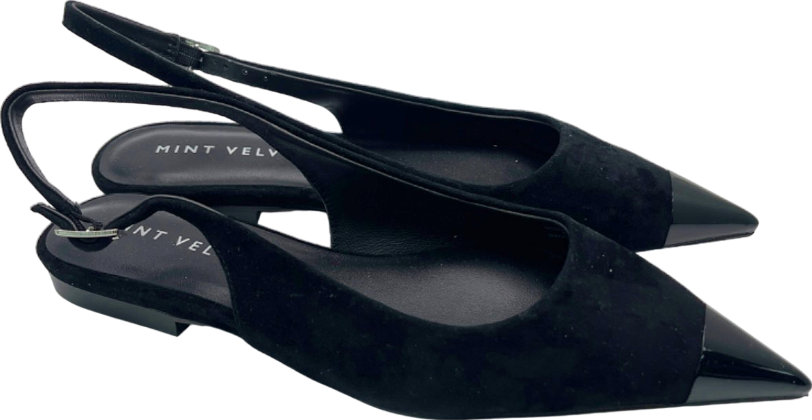 Mint Velvet Black Pointed Slingback Flats UK Size 6