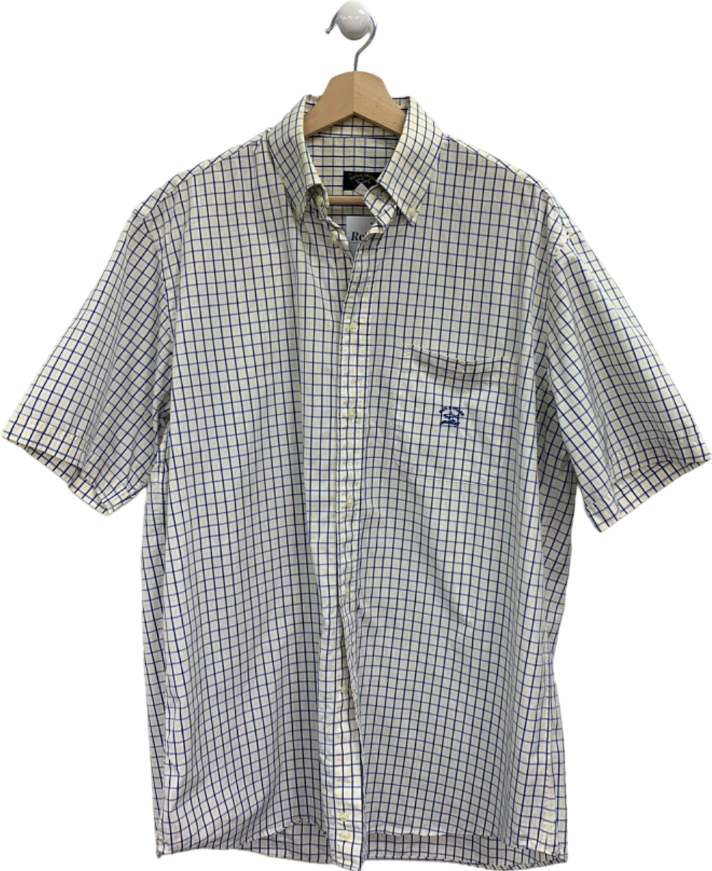 Paul & Shark White/Blue Checked Short Sleeve Shirt UK L