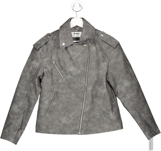 4th & Reckless Grey Moto Faux Leather Biker Jacket UK 6