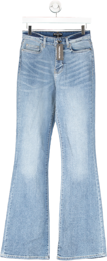 PrettyLittleThing Tall Blue Wash Disco Flared Jeans UK 8