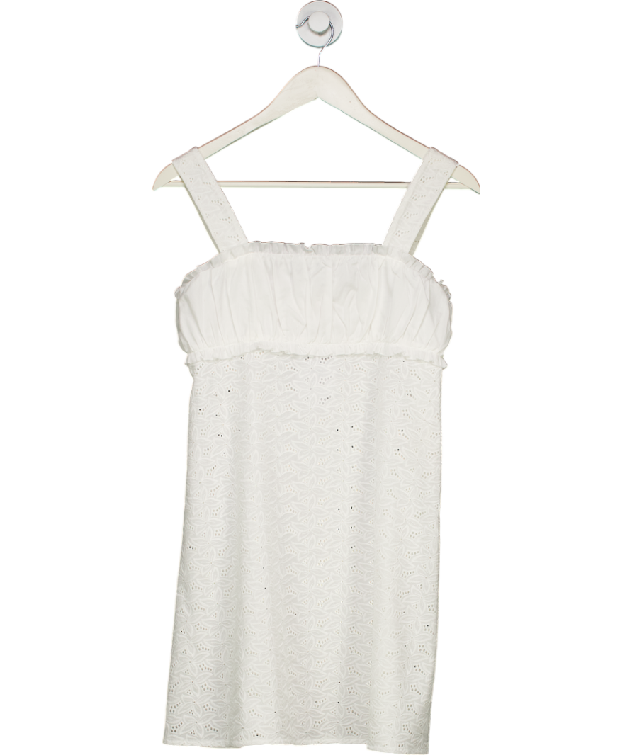 loretta caponi White Cotton Broderie Mini Dress UK XS