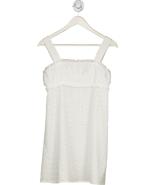 loretta caponi White Cotton Broderie Mini Dress UK XS