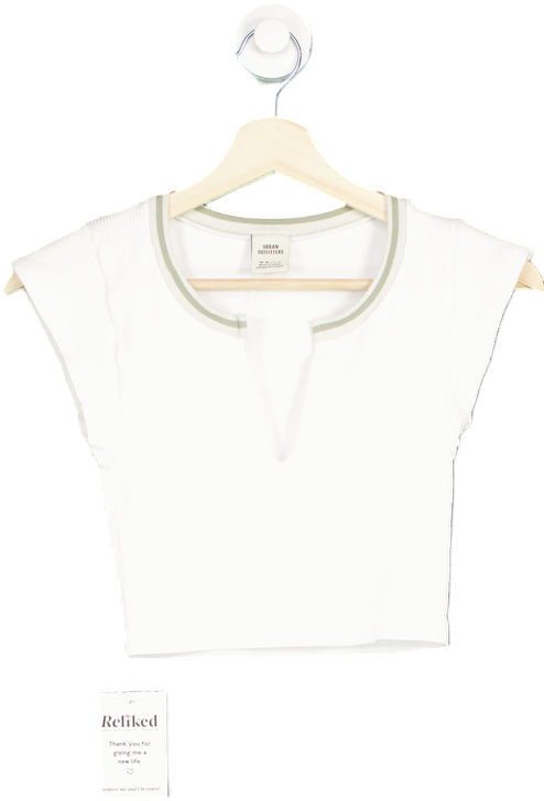 Urban Outfitters White Ribbed Crop Top M