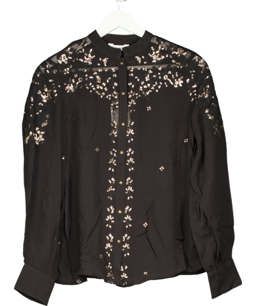 Monsoon Greta Embellished Blouse Black UK 8