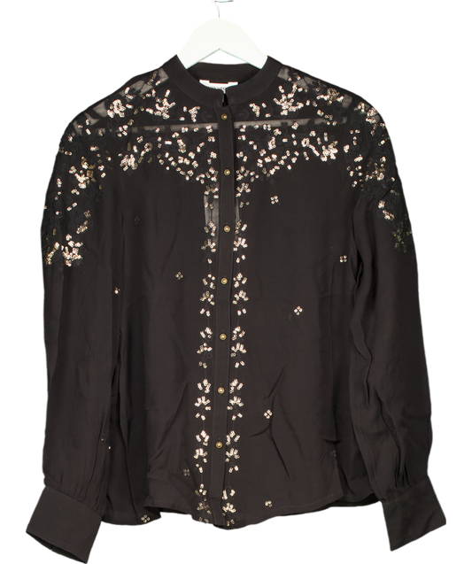 Monsoon Greta Embellished Blouse Black UK 8