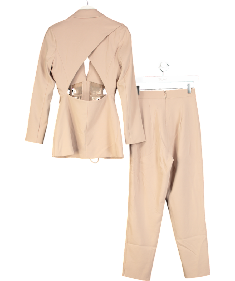 Lavish Alice Beige Sheer Satin Mix Corset Blazer Co-ord UK 6