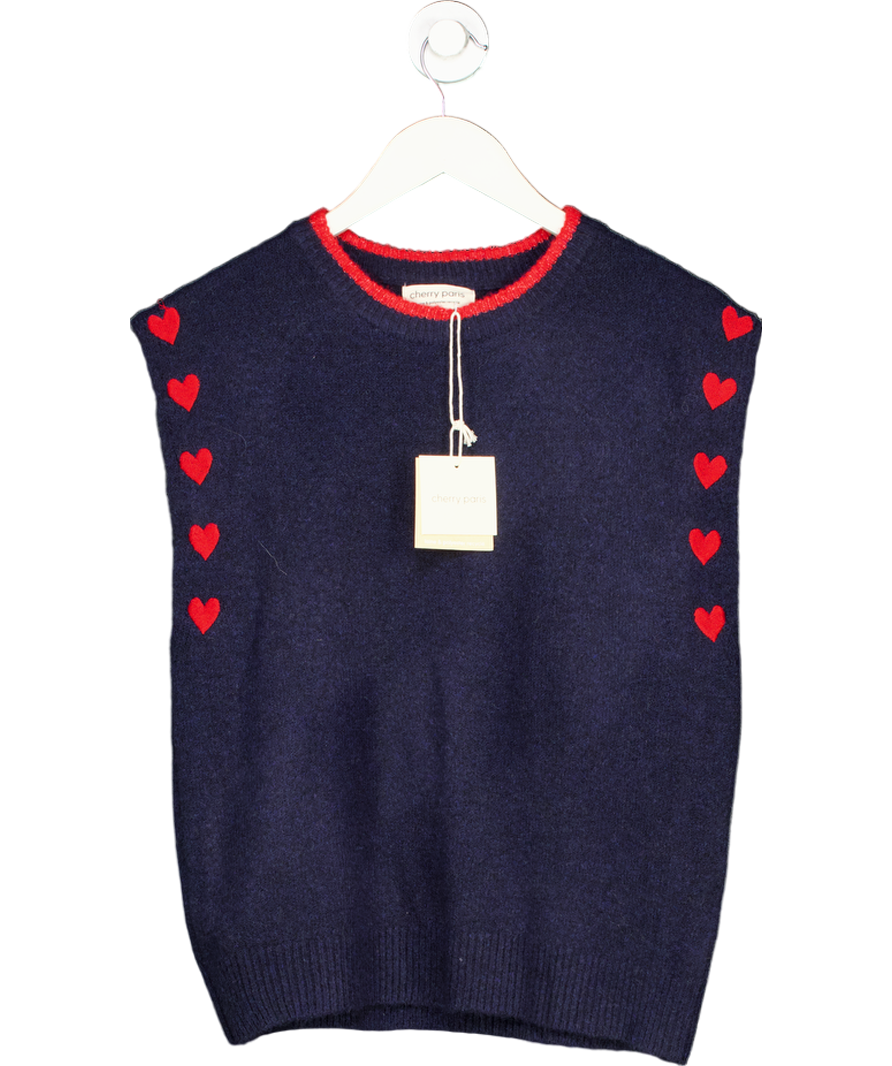 Law & Co Blue Cherry Paris Knitted Heart Detail Vest UK M/L
