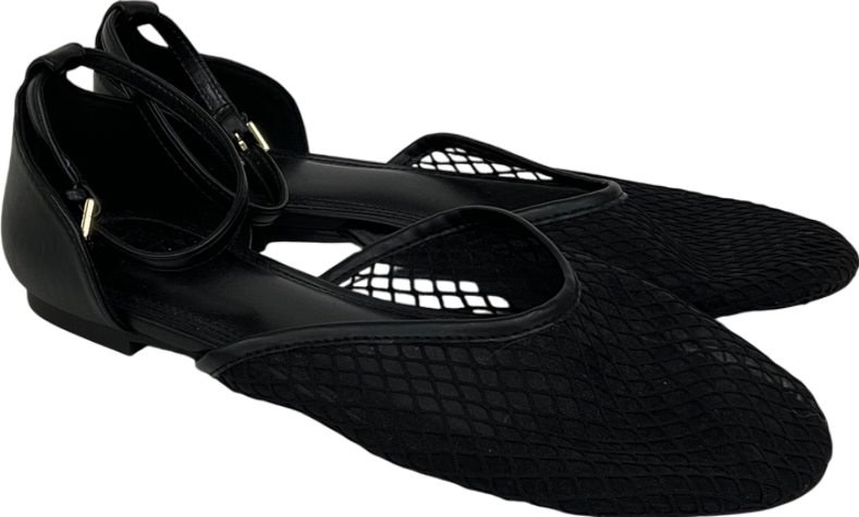 4th & Reckless Chessie Mesh Ankle Strap Ballet Flat In Black UK 5 EU 38 👠