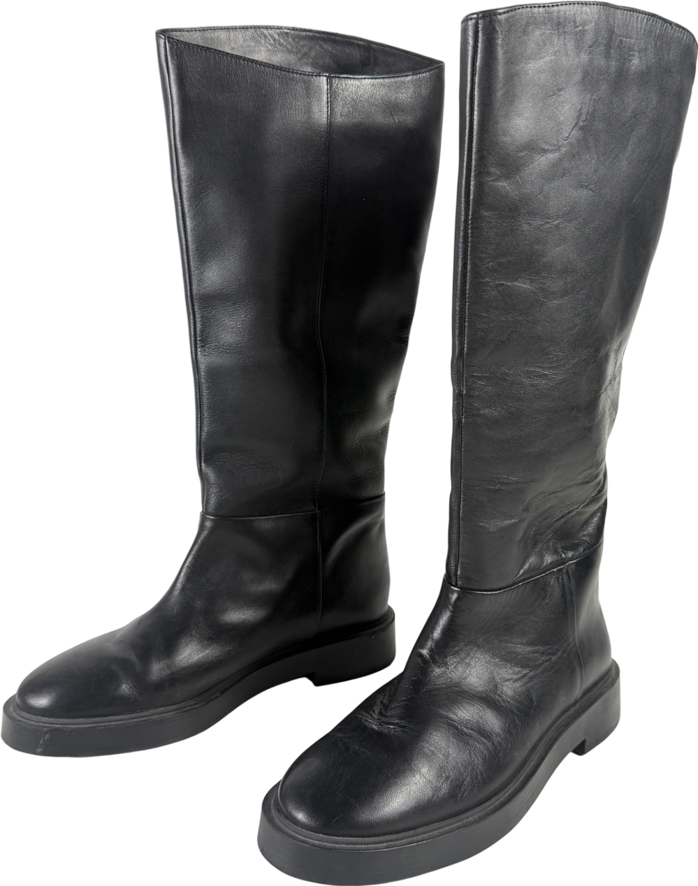H&M Black Leather Knee High Boots UK 7 EU 40 👠