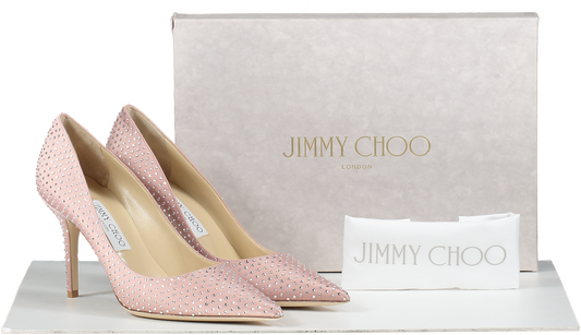 Jimmy Choo Nude Pink Agnes Satin Crystal Embellished Court Shoes UK 2.5 EU 35.5 👠