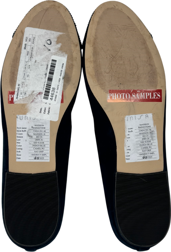 Talbots Blue Madison Rhinestone Suede Ballet Flats UK 9 EU 42 👠