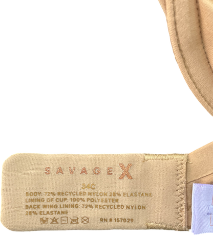 Savage X fenty Beige Soft N' Savage Padded Demi Bra UK 34C