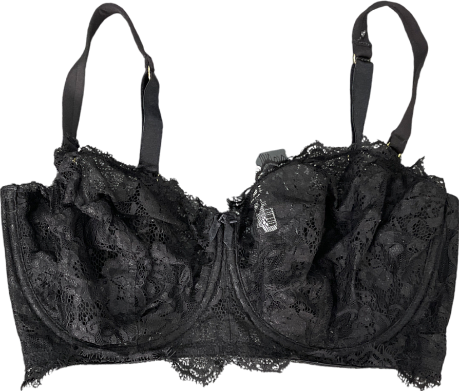 Figleaves Black Pulse Lace Underwired Balcony Bra UK 36FF