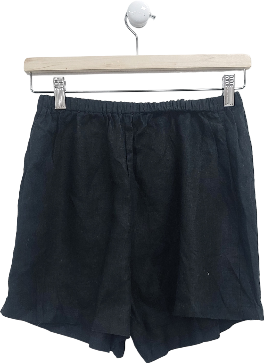 Second Summer Black Hacienda Linen Shorts UK XS/S