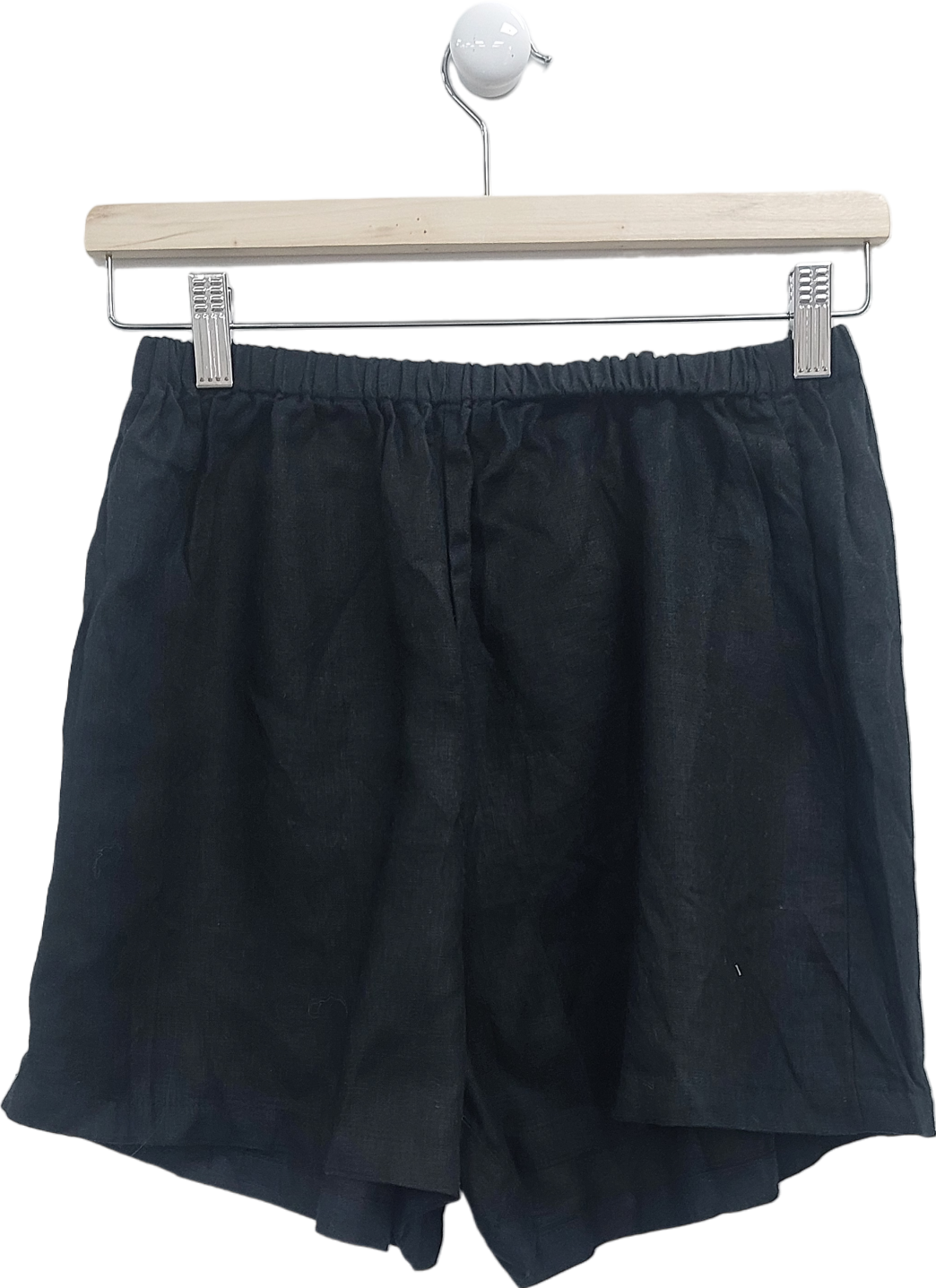 Second Summer Black Hacienda Linen Shorts UK XS/S