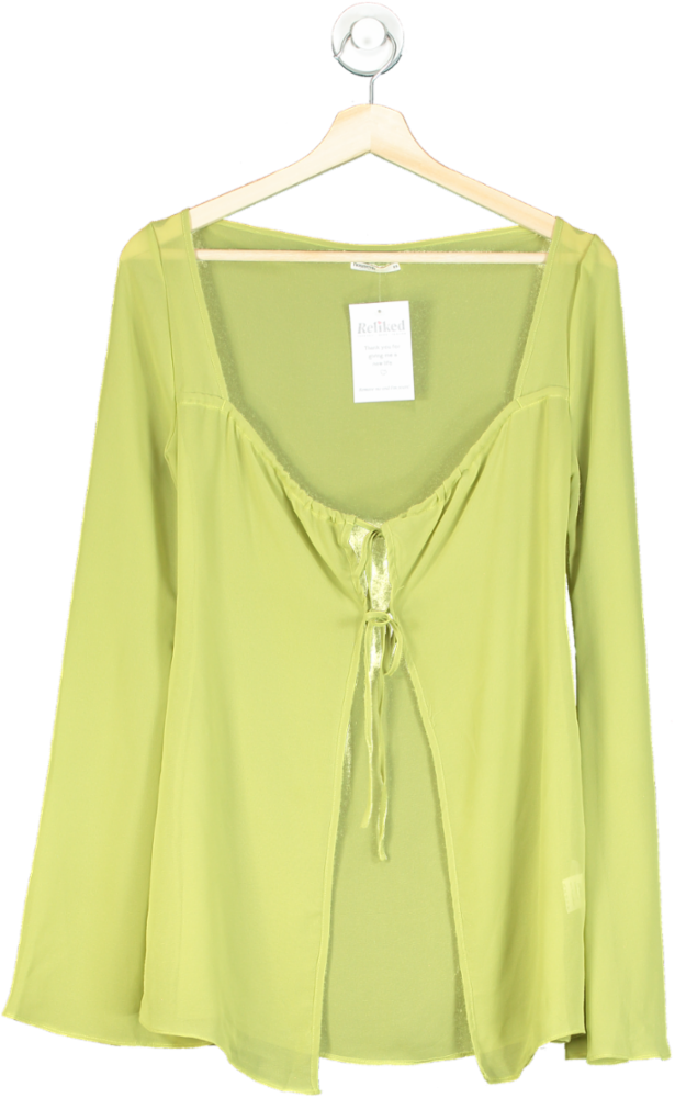 House of CB Lime Green Sheer Tie-Front Blouse XS