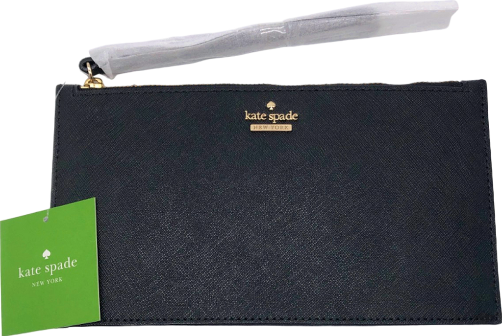 Kate Spade Black Leather Cameron Street Ariah Pouch bag with wrist strap