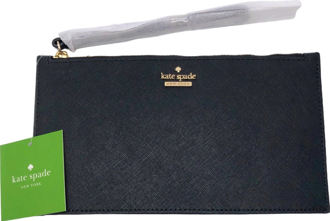 Kate Spade Black Leather Cameron Street Ariah Pouch bag with wrist strap