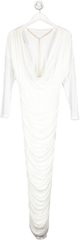 Karen Millen Cream Open Back Cowl Drapey Jersey Crepe Maxi Dress UK XS