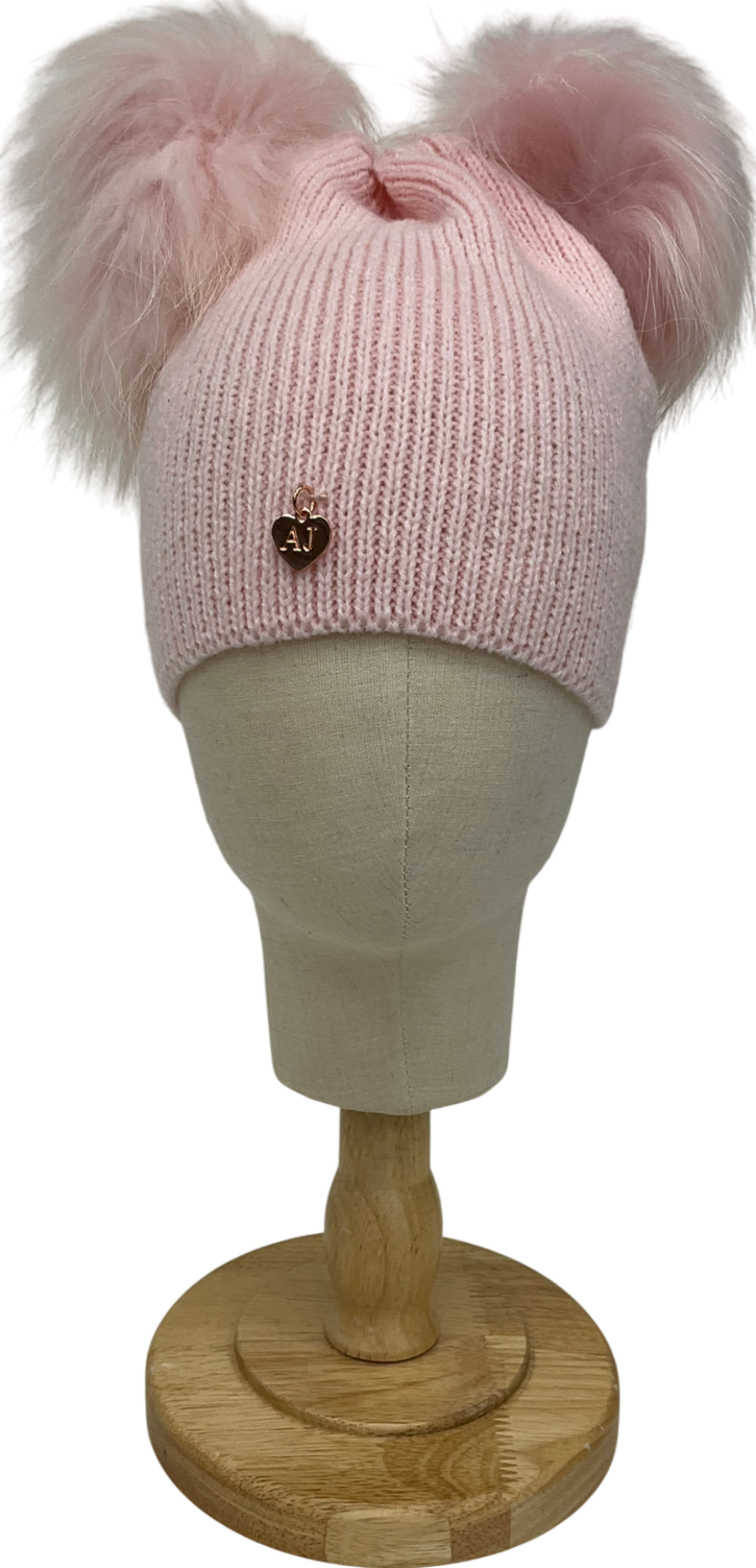 amelia jane Candy Pink Hat Faux Fur Poms