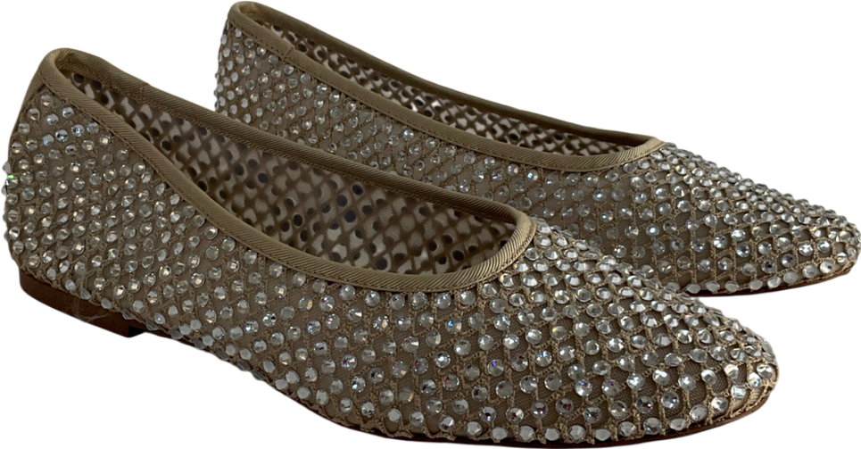 STEVE MADDEN Metallic Marli Flat Shoe Nude UK 7 EU 40 👠