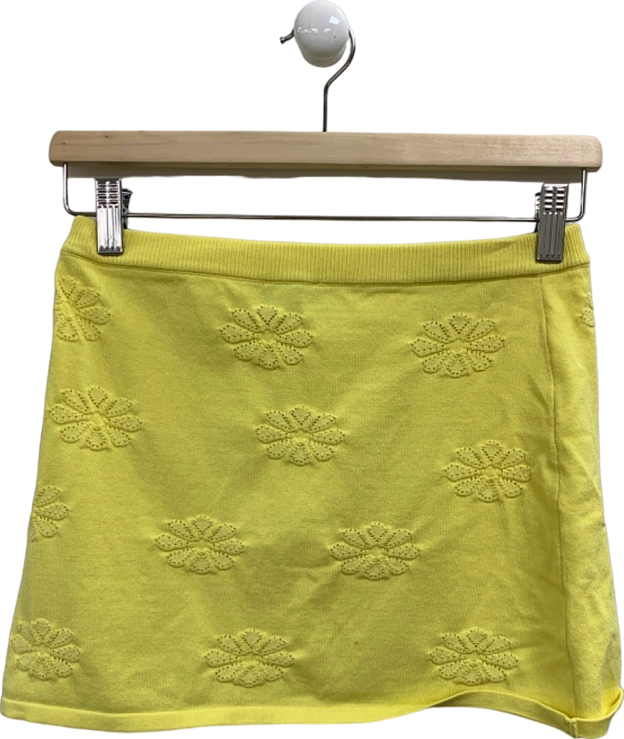 White Fox Yellow Embroidered Skirt UK S