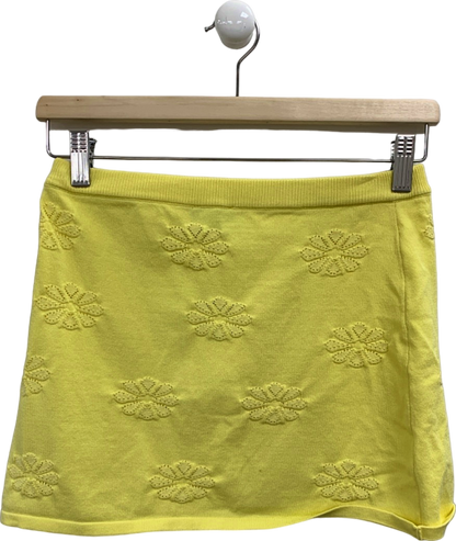 White Fox Yellow Embroidered Skirt UK S