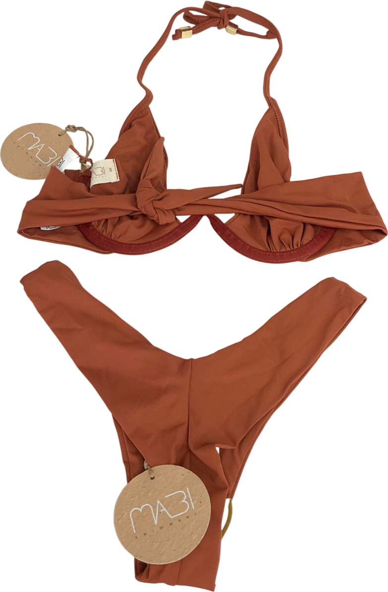 mabi swimwear Orange Dahlia Bikini Set UK S