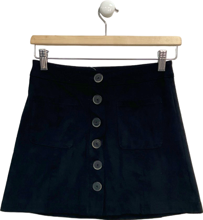 Zara Black Button-Front Skirt UK XS