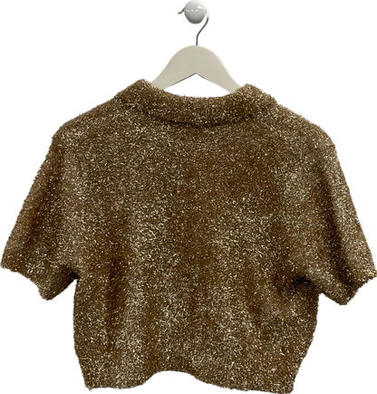 River Island Metallic Tinsel Knit Button Up Shirt UK S