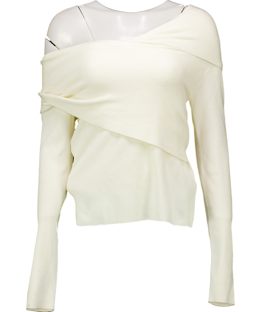 fabrique X Martina Albasini Cream Venus Convertible Off Shoulder Long Sleeve Top In Lyocell Blend UK M