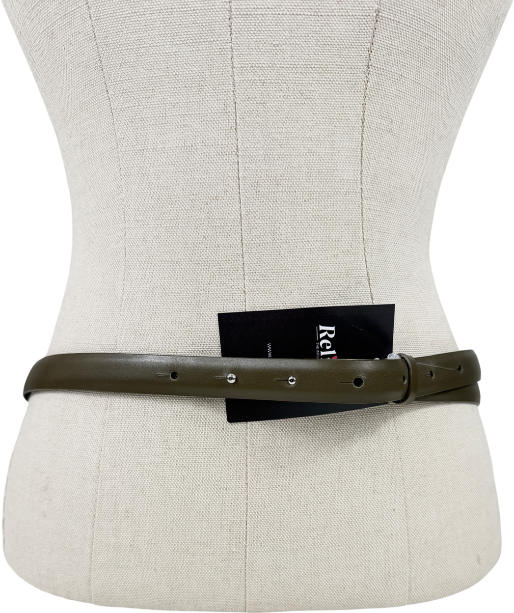 Arket Buckle Leather Belt Olive Green UK XS/S